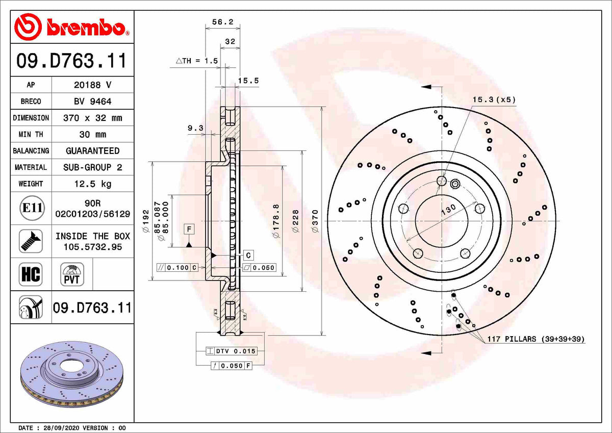 Disc frana 09.D763.11 BREMBO
