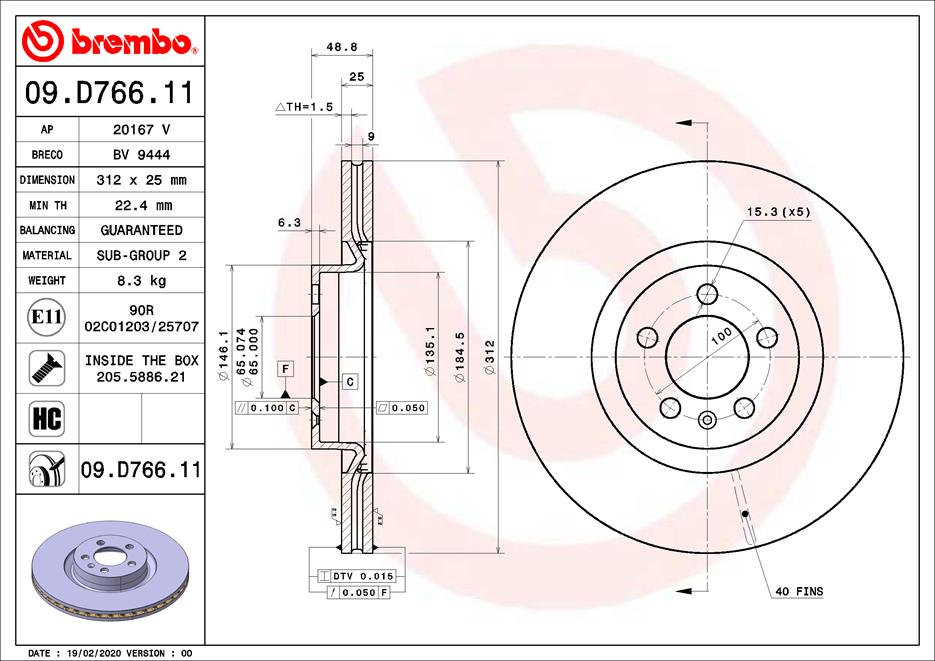 Disc frana 09.D766.11 BREMBO