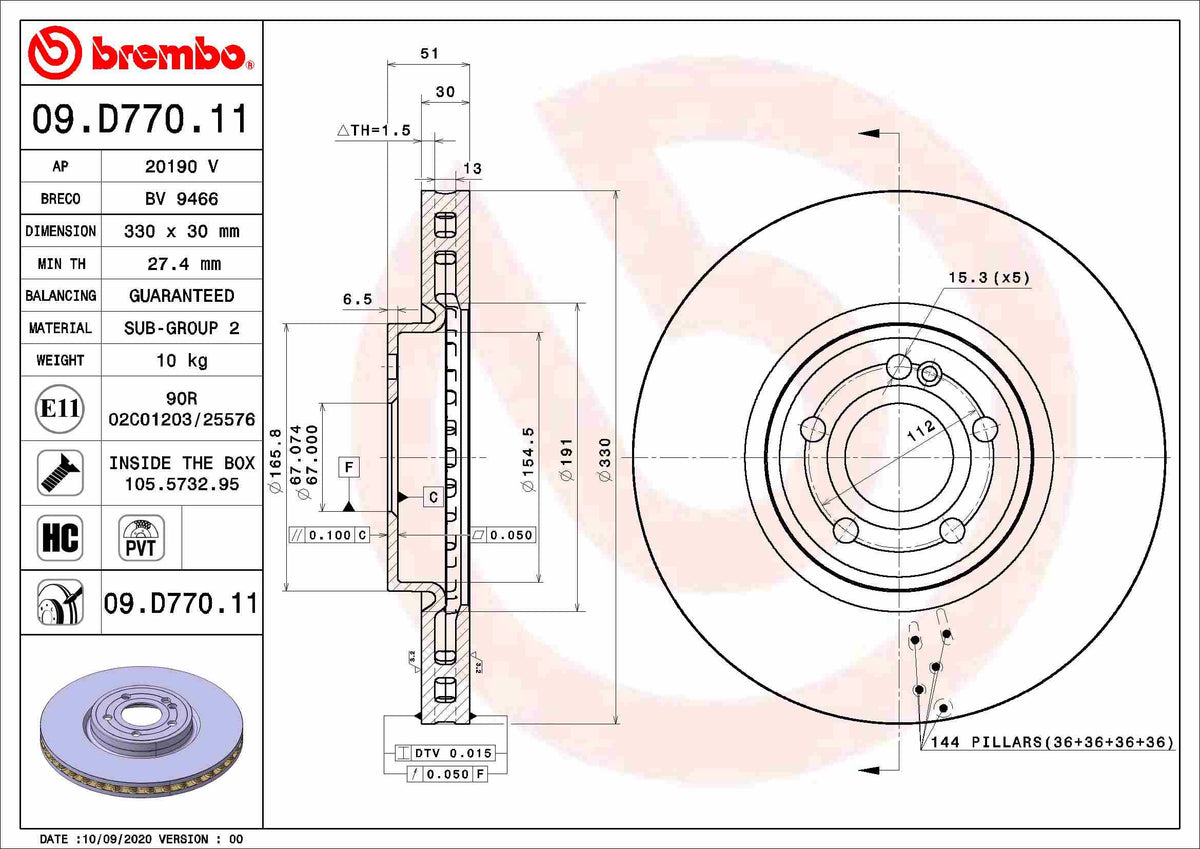 Disc frana 09.D770.11 BREMBO