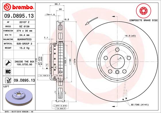 Disc frana 09.D895.13 BREMBO