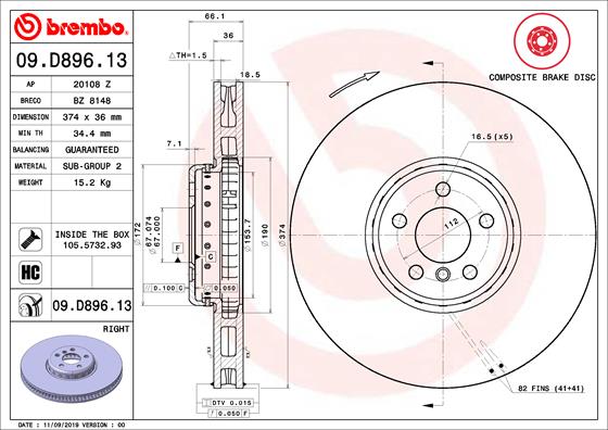 Disc frana 09.D896.13 BREMBO