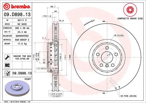 Disc frana 09.D898.13 BREMBO
