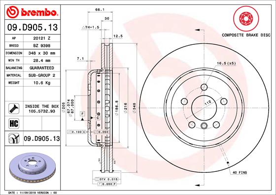 Disc frana 09.D905.13 BREMBO