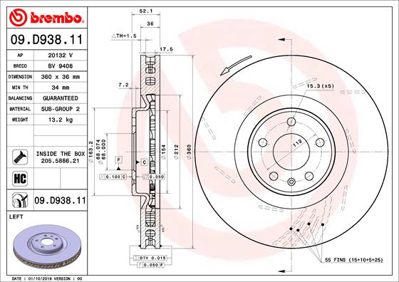 Disc frana 09.D938.11 BREMBO