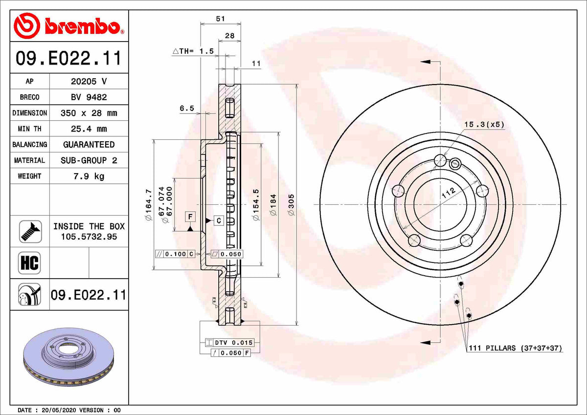Disc frana 09.E022.11 BREMBO