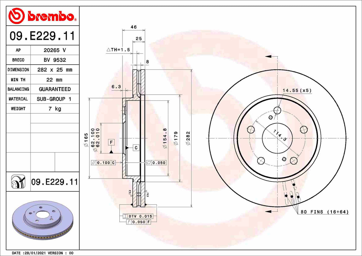 Disc frana 09.E229.11 BREMBO