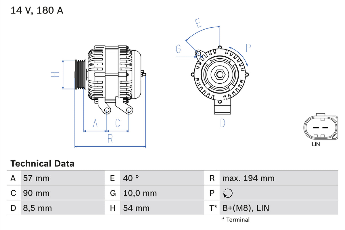 Generator / Alternator 0 986 048 400 BOSCH