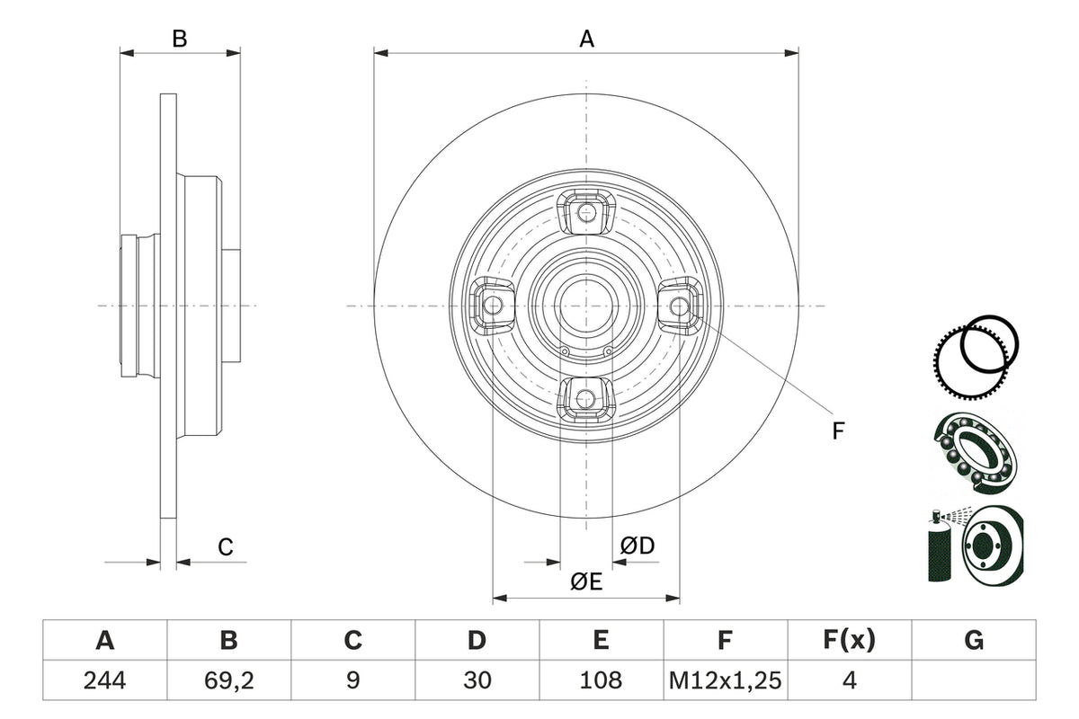 Disc frana 0 986 479 F74 BOSCH