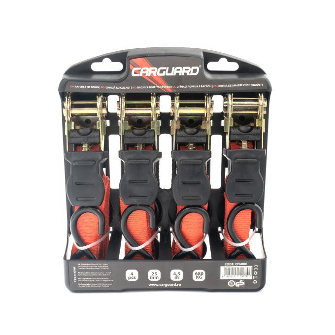 Set 4 chingi cu clichet  Carguad 680kg - 25mm x 4.5m Carguard - CFA006