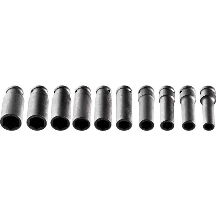 Set tubulare impact 1/2" lungi, 10 buc (10, 12, 13, 14, 15, 17, 19, 21, 22, 24mm) CR-MO Neo Tools - 12107