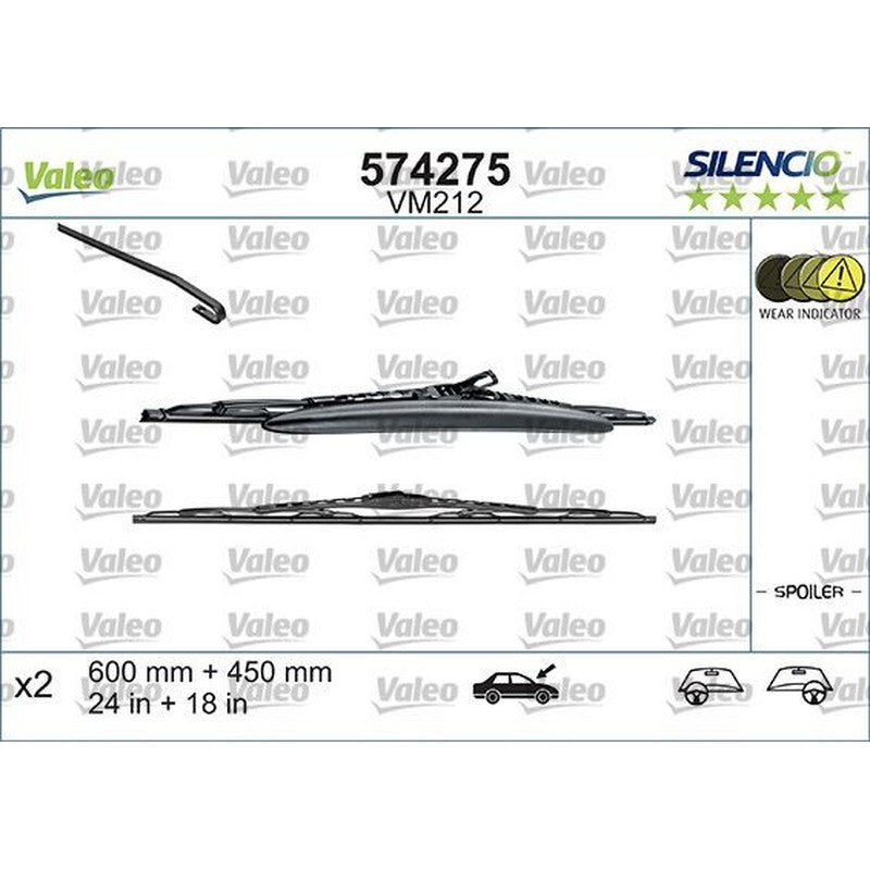Set lamela stergator Valeo Silencio 600/450 mm - 574275