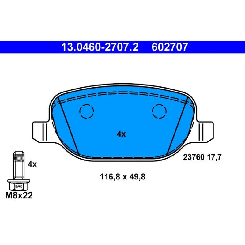 set placute frana,frana disc 13.0460-2707.2 ATE