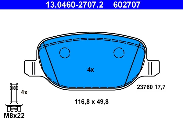 Set placute frana ATE 13.0460-2707.2