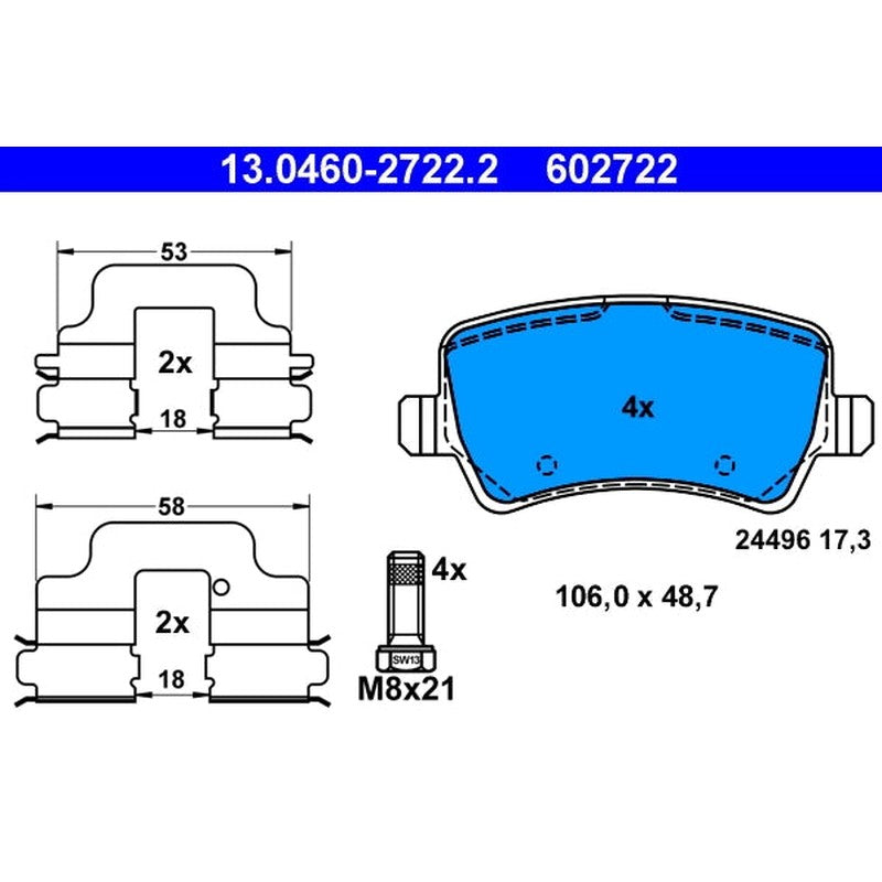 set placute frana,frana disc 13.0460-2722.2 ATE