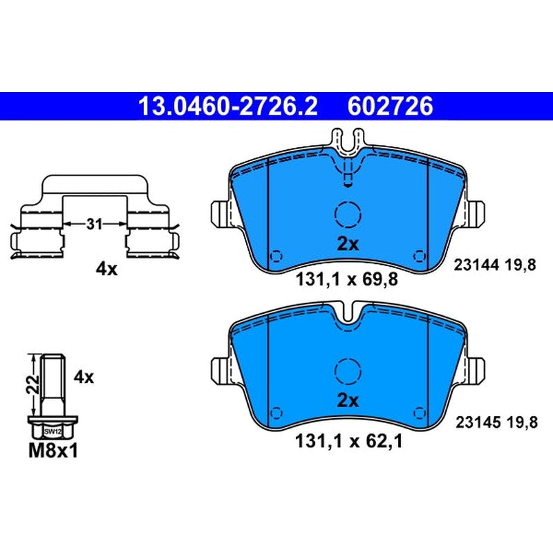 set placute frana,frana disc 13.0460-2726.2 ATE