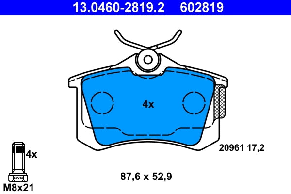 Set placute frana ATE 13.0460-2819.2