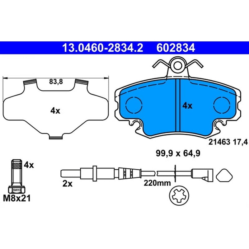 Set placute frana ATE 13.0460-2834.2