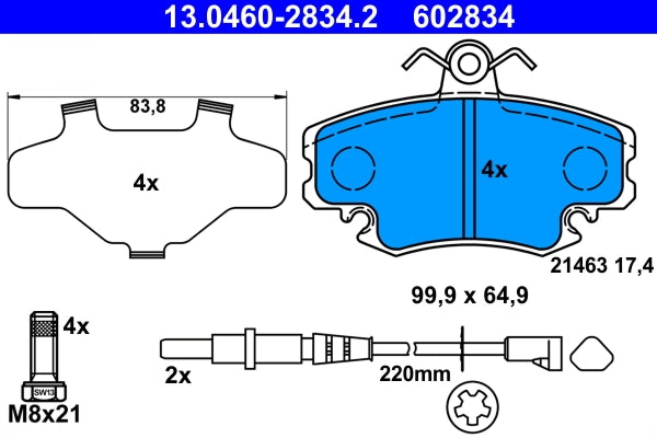 Set placute frana ATE 13.0460-2834.2