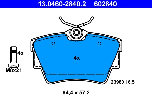 Set placute frana ATE 13.0460-2840.2