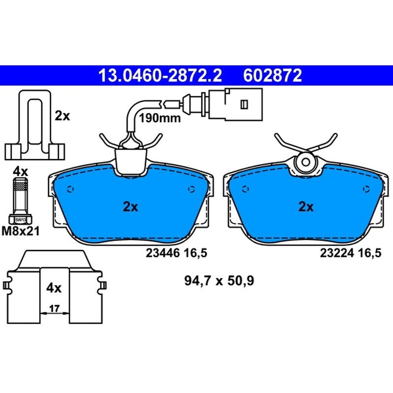 set placute frana,frana disc 13.0460-2872.2 ATE