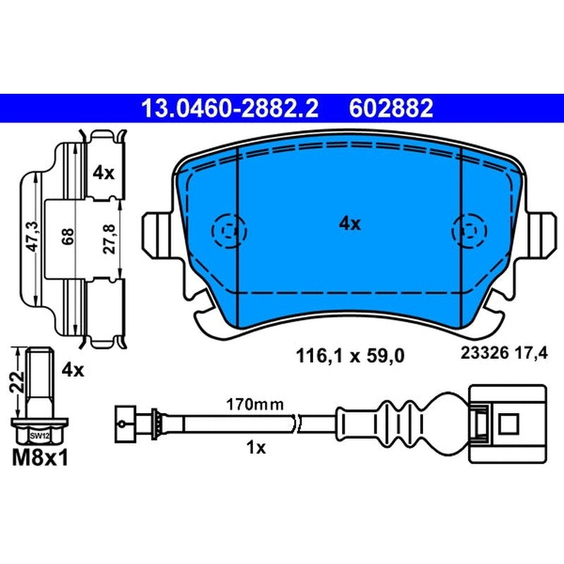 set placute frana,frana disc 13.0460-2882.2 ATE