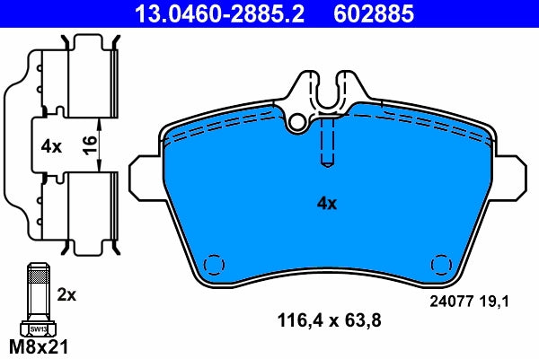 Set placute frana ATE 13.0460-2885.2
