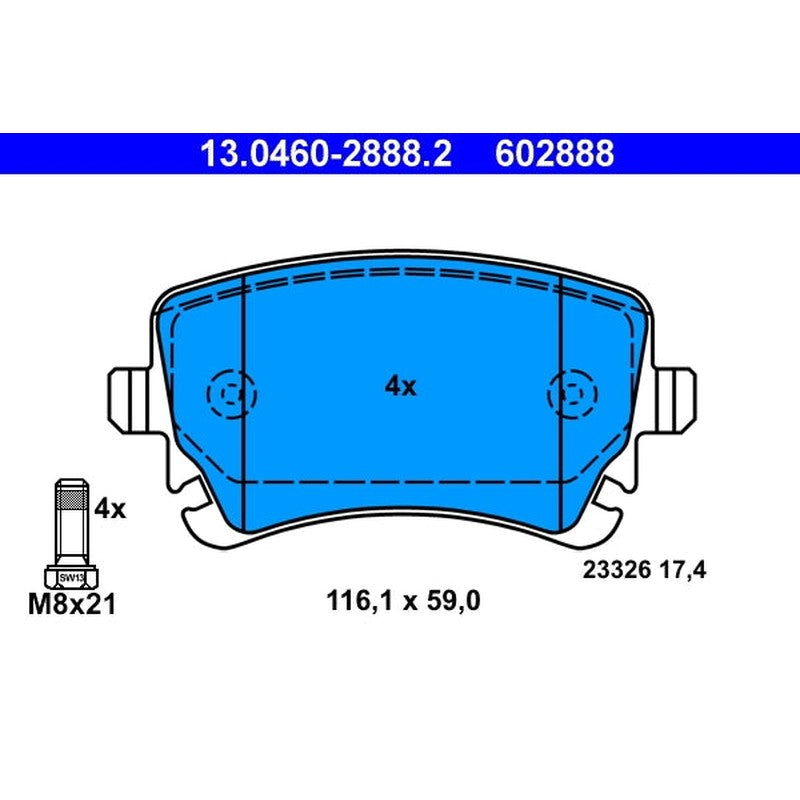 set placute frana,frana disc 13.0460-2888.2 ATE