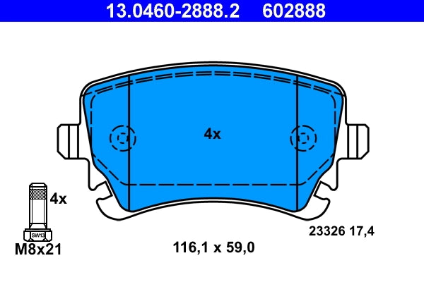 Set placute frana ATE 13.0460-2888.2