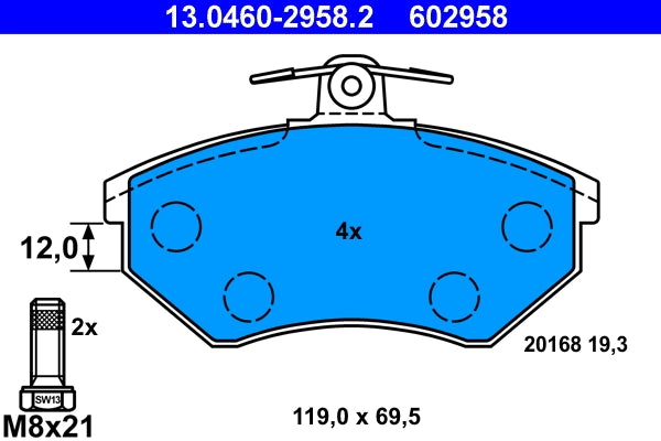 Set placute frana ATE 13.0460-2958.2