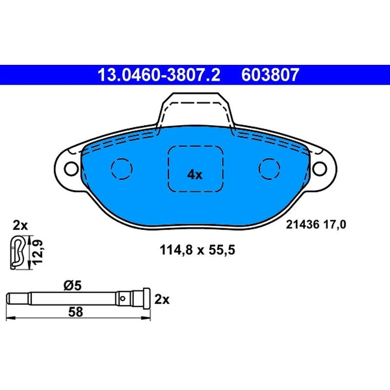 set placute frana,frana disc 13.0460-3807.2 ATE