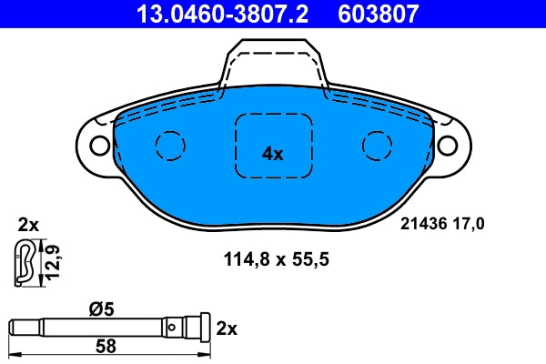 Set placute frana ATE 13.0460-3807.2