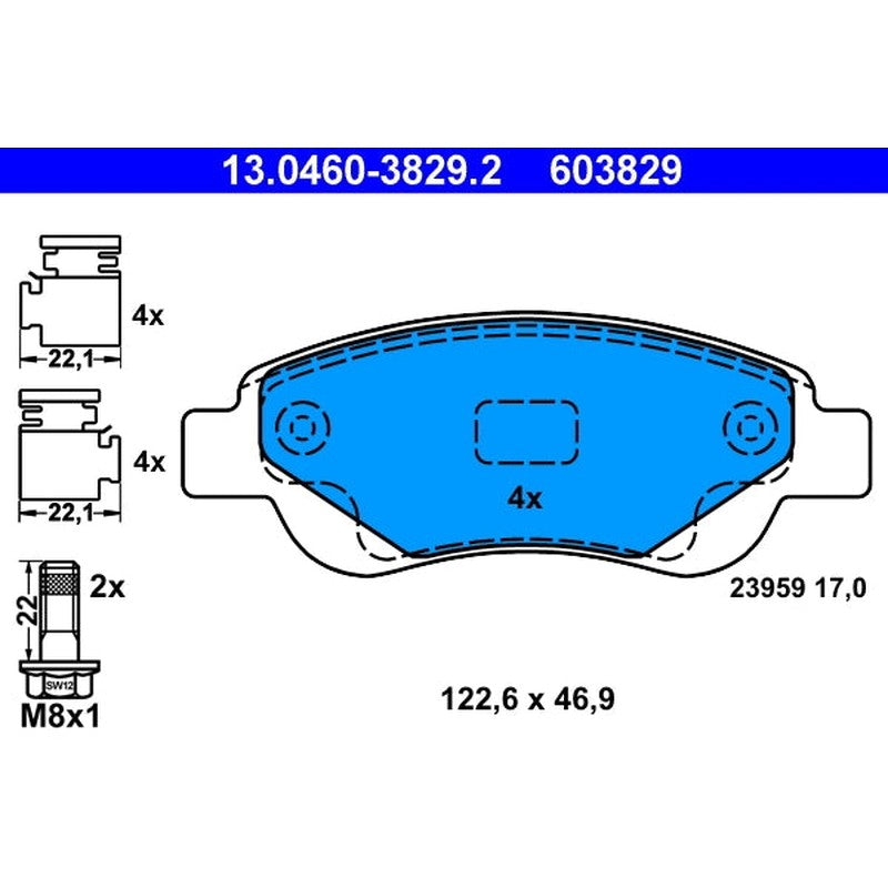 set placute frana,frana disc 13.0460-3829.2 ATE