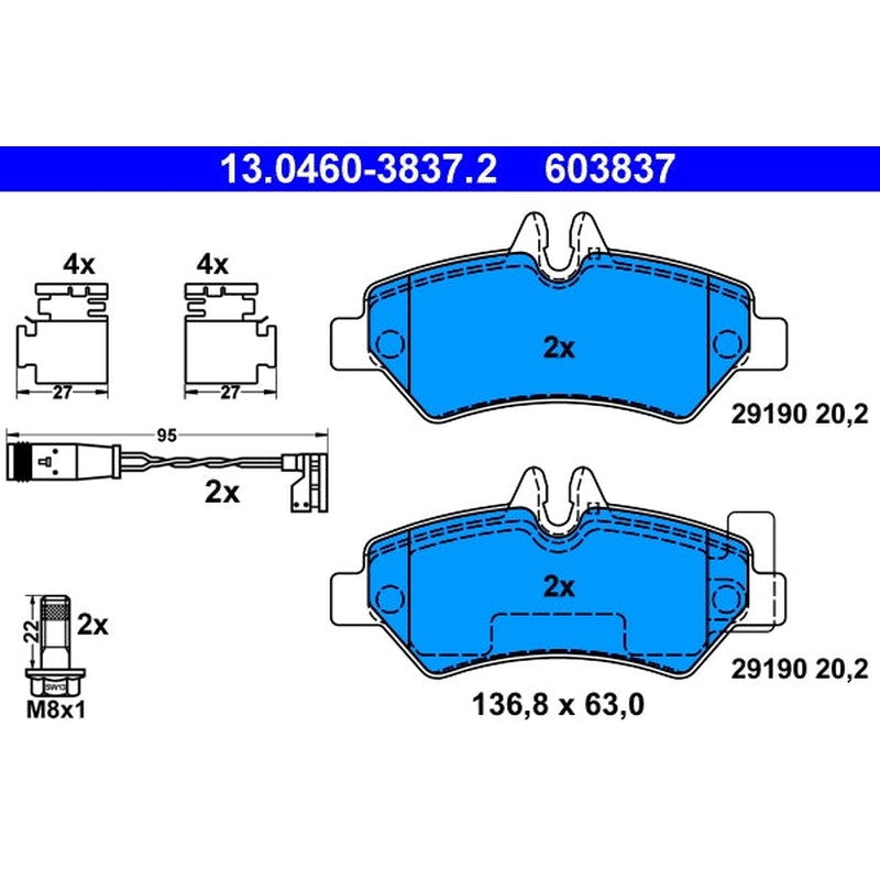 set placute frana,frana disc 13.0460-3837.2 ATE