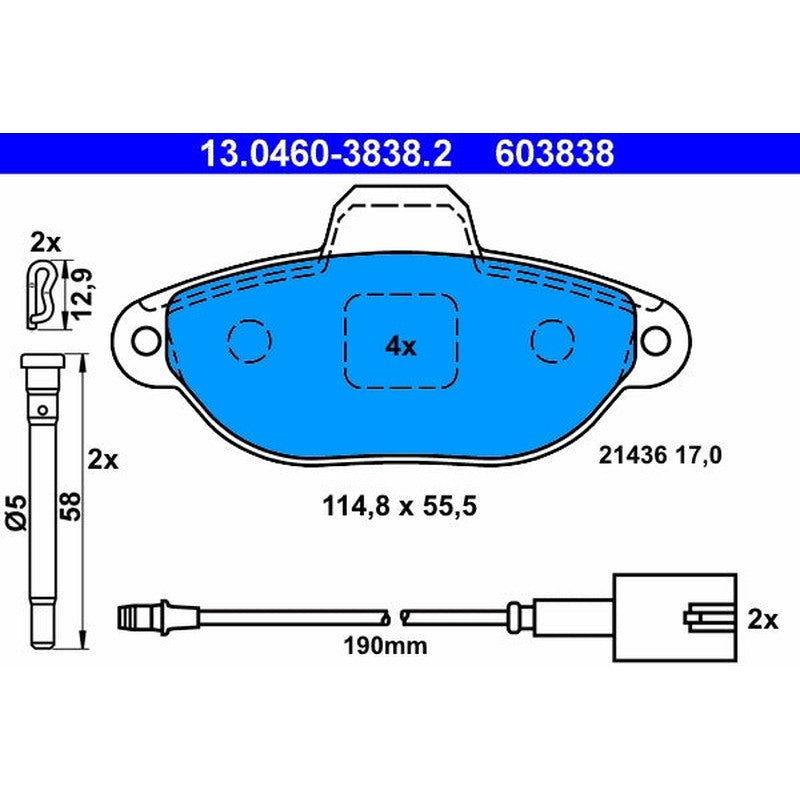 set placute frana,frana disc 13.0460-3838.2 ATE