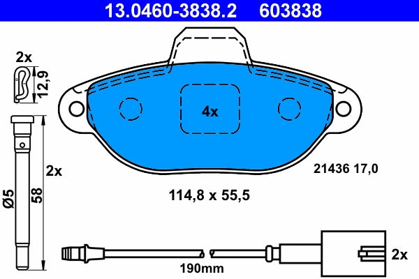 Set placute frana ATE 13.0460-3838.2