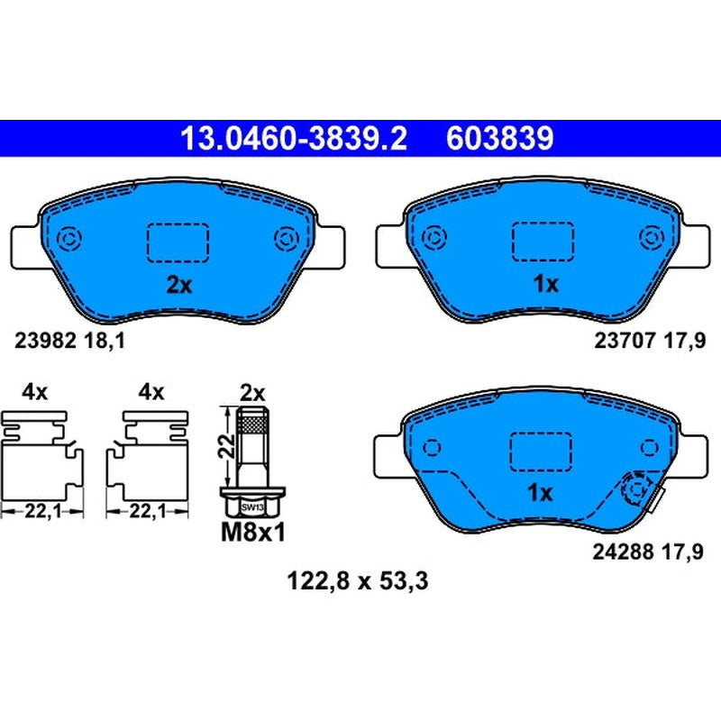 set placute frana,frana disc 13.0460-3839.2 ATE