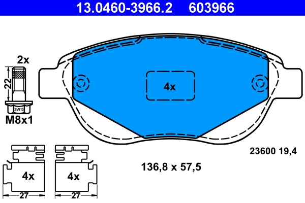 Set placute frana ATE 13.0460-3966.2