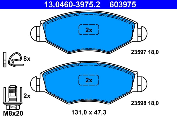 Set placute frana ATE 13.0460-3975.2