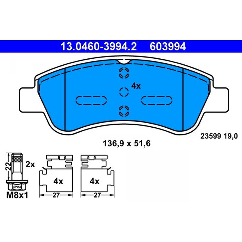 set placute frana,frana disc 13.0460-3994.2 ATE