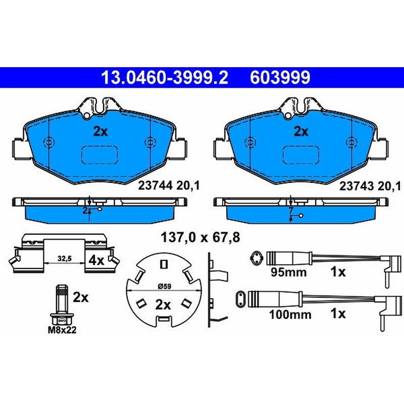 set placute frana,frana disc 13.0460-3999.2 ATE