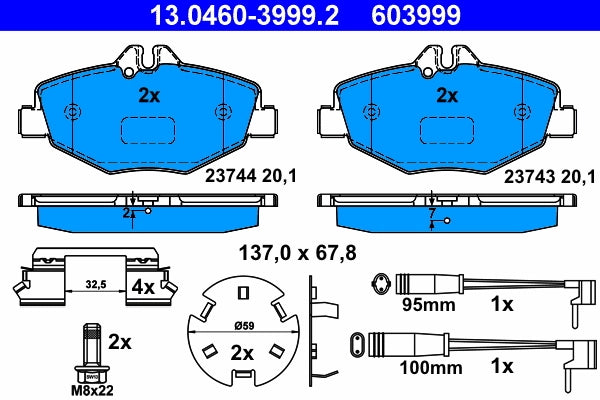 Set placute frana ATE 13.0460-3999.2