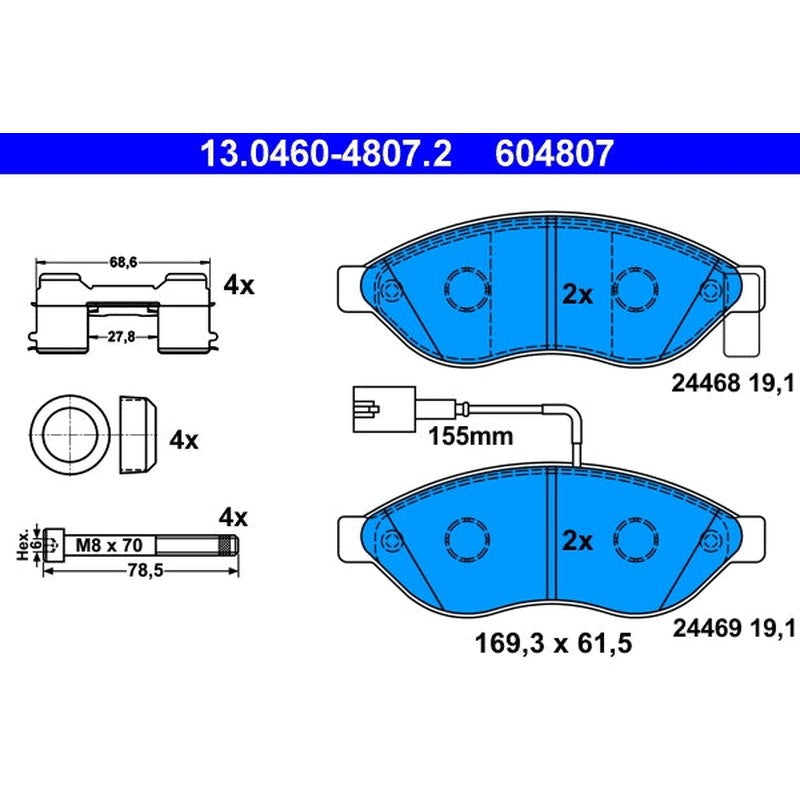 set placute frana,frana disc 13.0460-4807.2 ATE