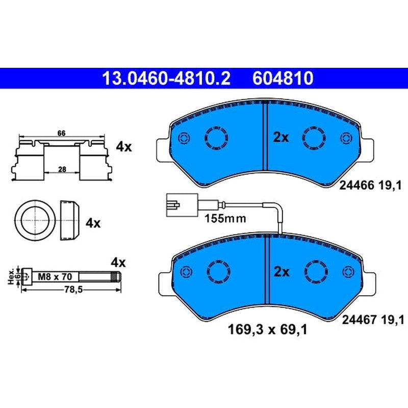 set placute frana,frana disc 13.0460-4810.2 ATE