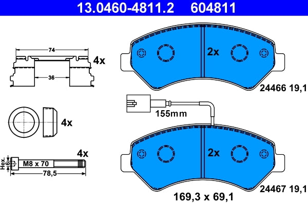 Set placute frana ATE 13.0460-4811.2
