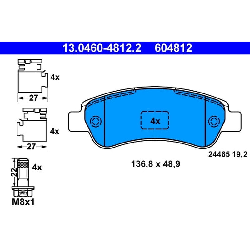 set placute frana,frana disc 13.0460-4812.2 ATE