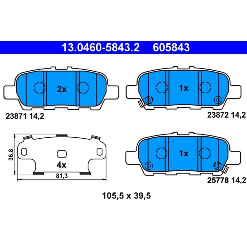 set placute frana,frana disc 13.0460-5843.2 ATE