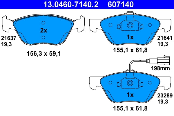 Set placute frana ATE 13.0460-7140.2