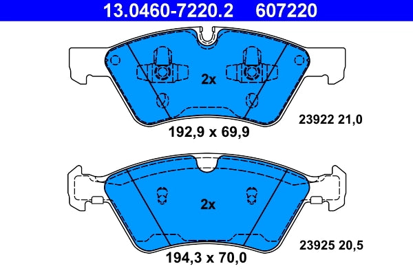 Set placute frana ATE 13.0460-7220.2