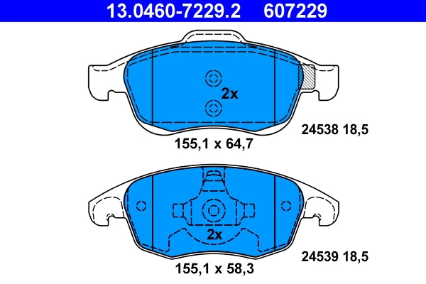 Set placute frana ATE 13.0460-7229.2
