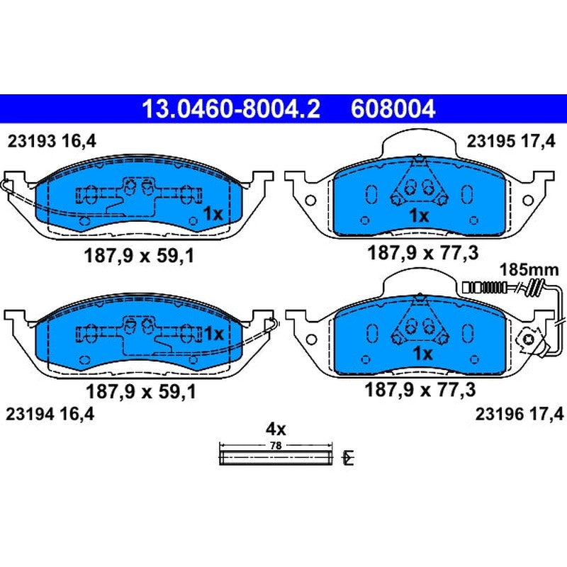 set placute frana,frana disc 13.0460-8004.2 ATE